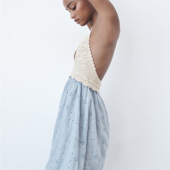 ZARA COMBINATION EMBROIDERED KNIT DRES - Picture 9 of 12